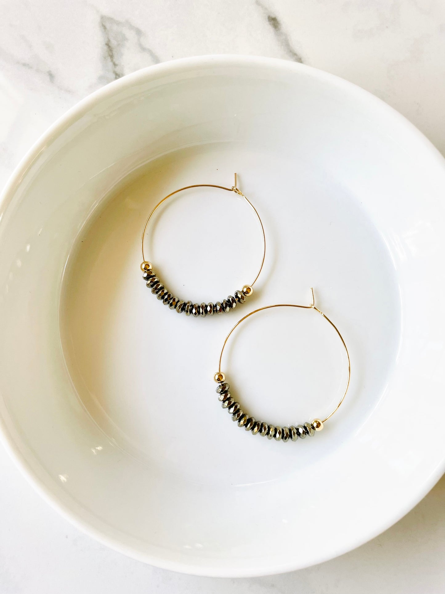Pyrite beaded hoops