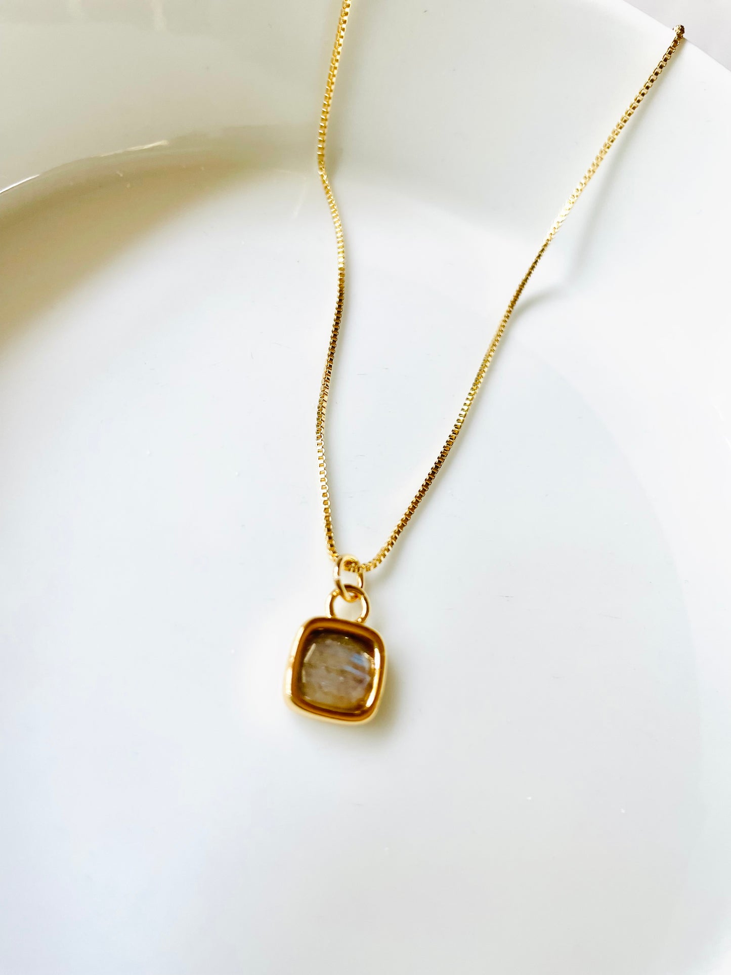 Square gemstone necklace