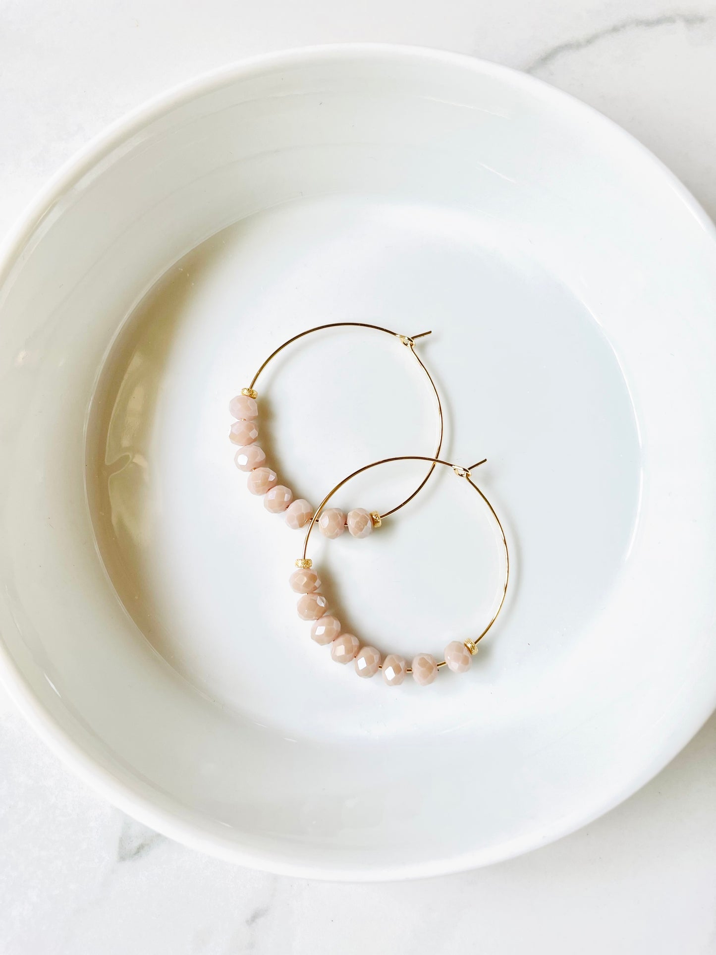 Blush crystal hoops