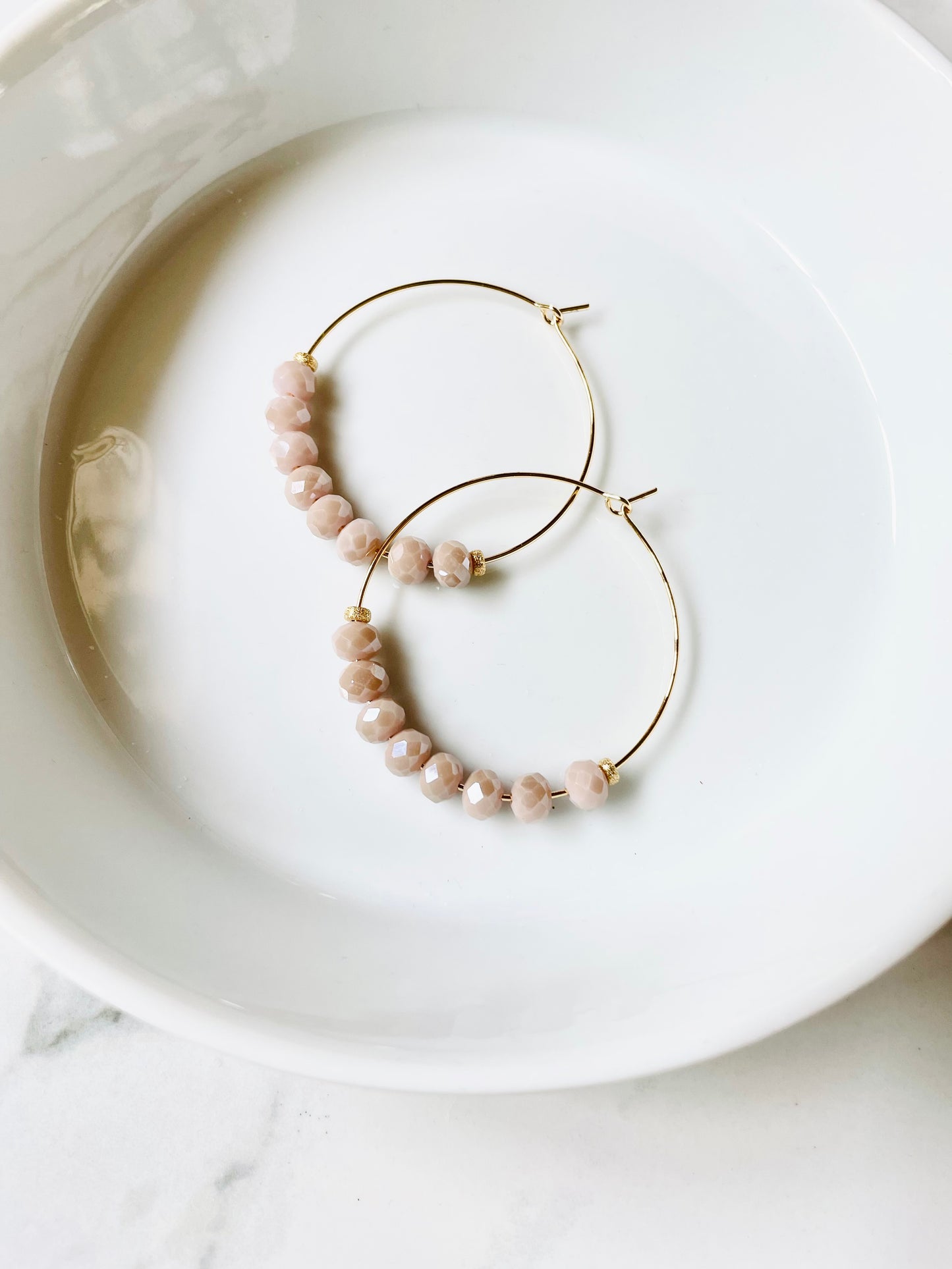 Blush crystal hoops