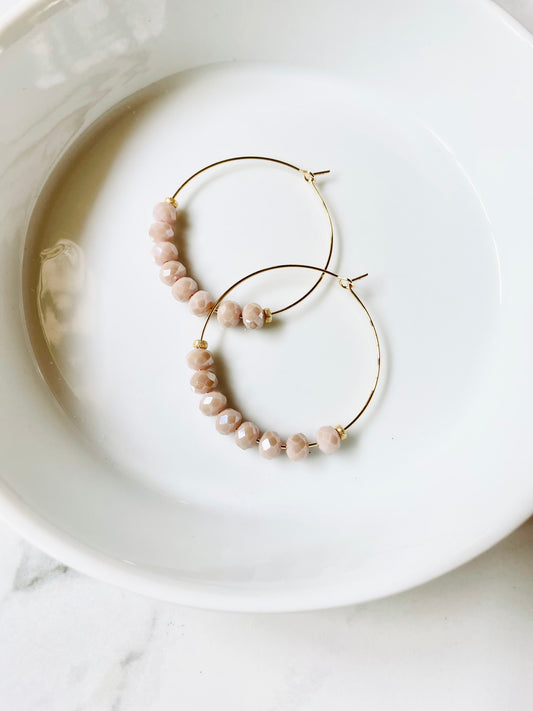 Blush crystal hoops