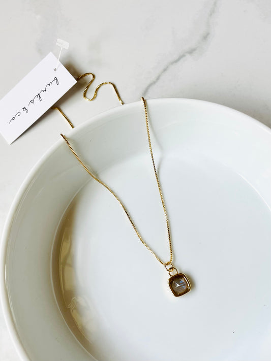Square gemstone necklace