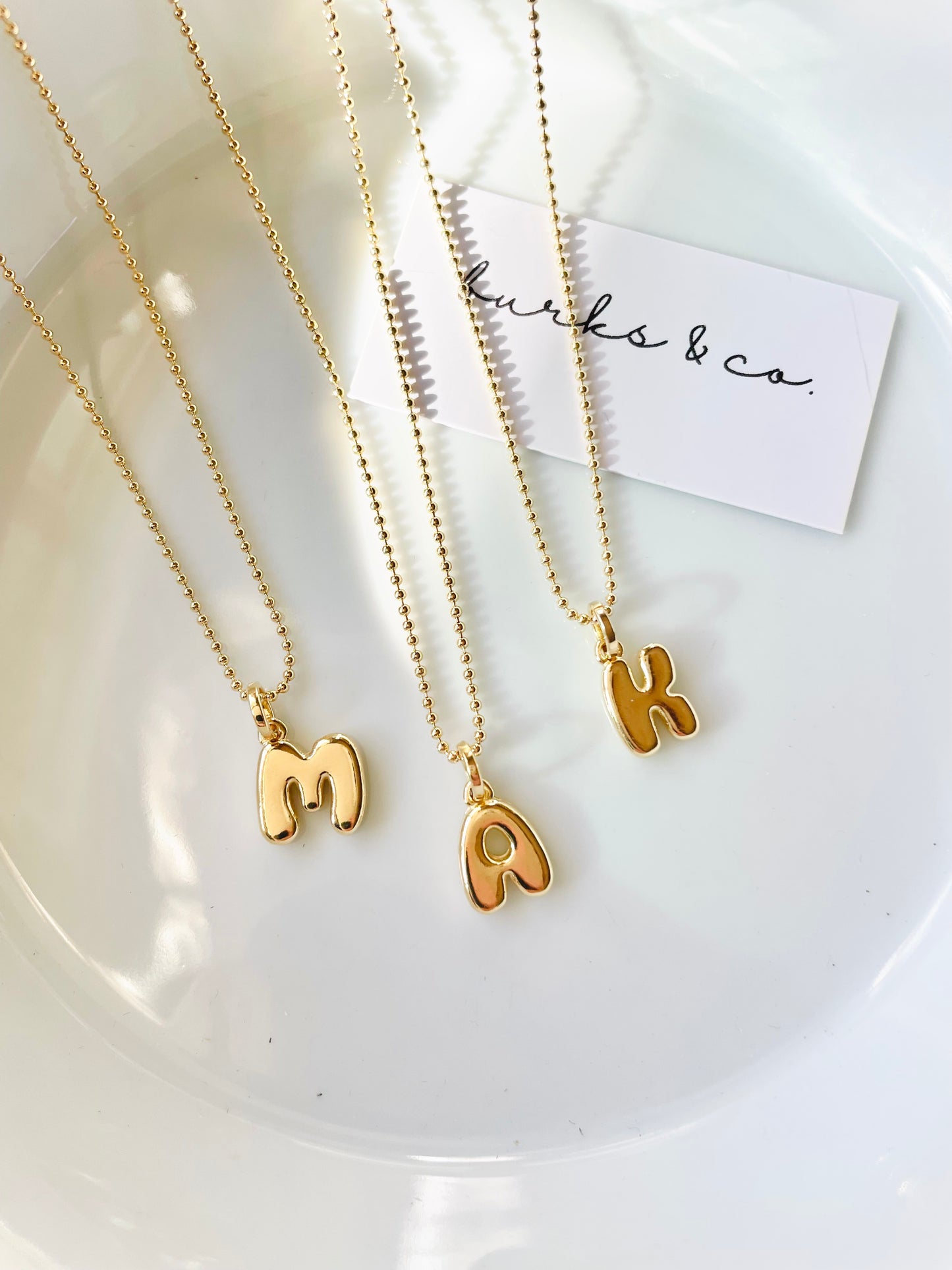 Bubble initial necklace