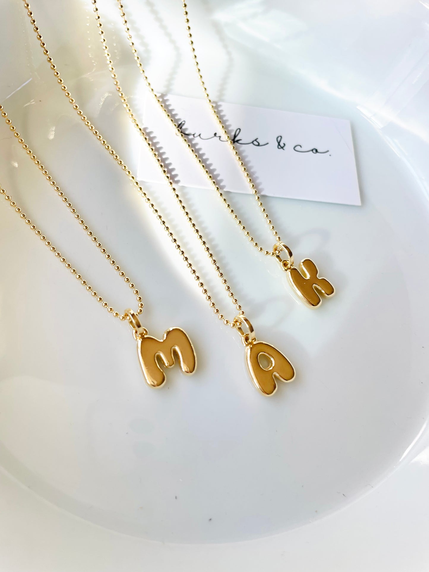 Bubble initial necklace